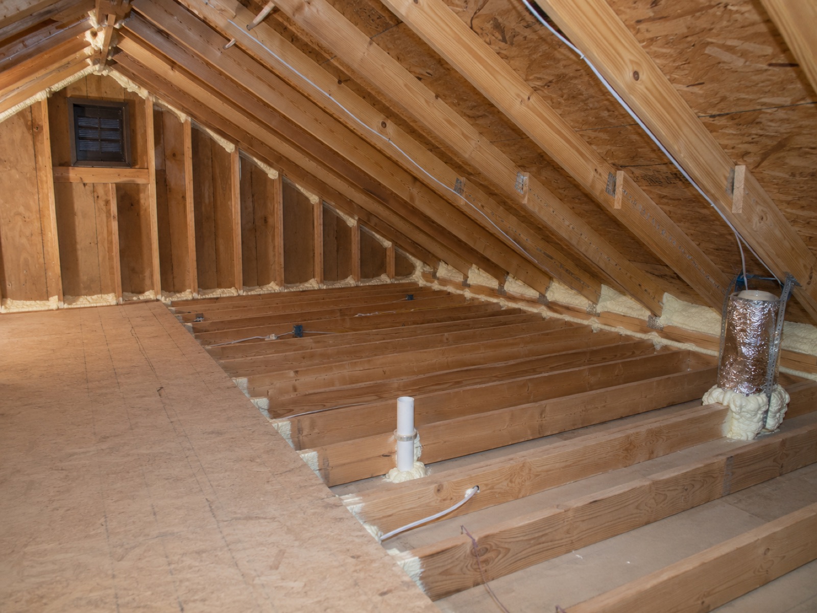Attic ventilation and gable vent visible during inspection