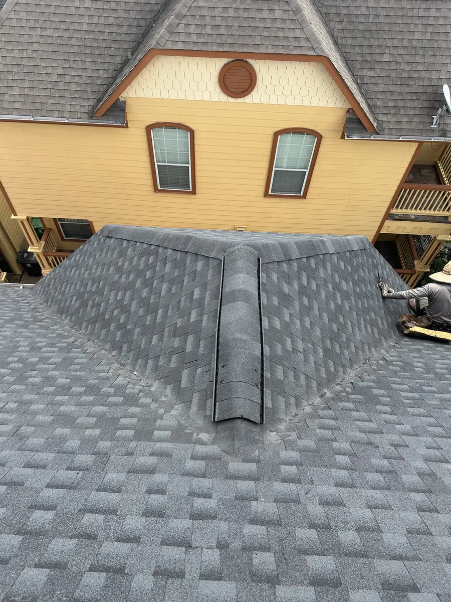 Completed roof repair on a Texas home