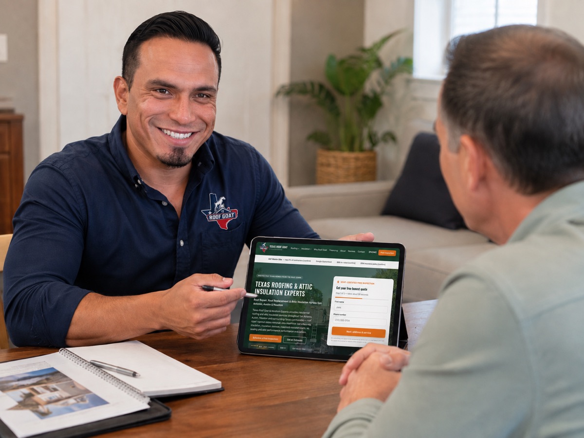 Bearmark technician reviewing options with a homeowner