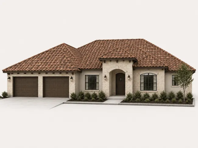 Home with a clay tile roof