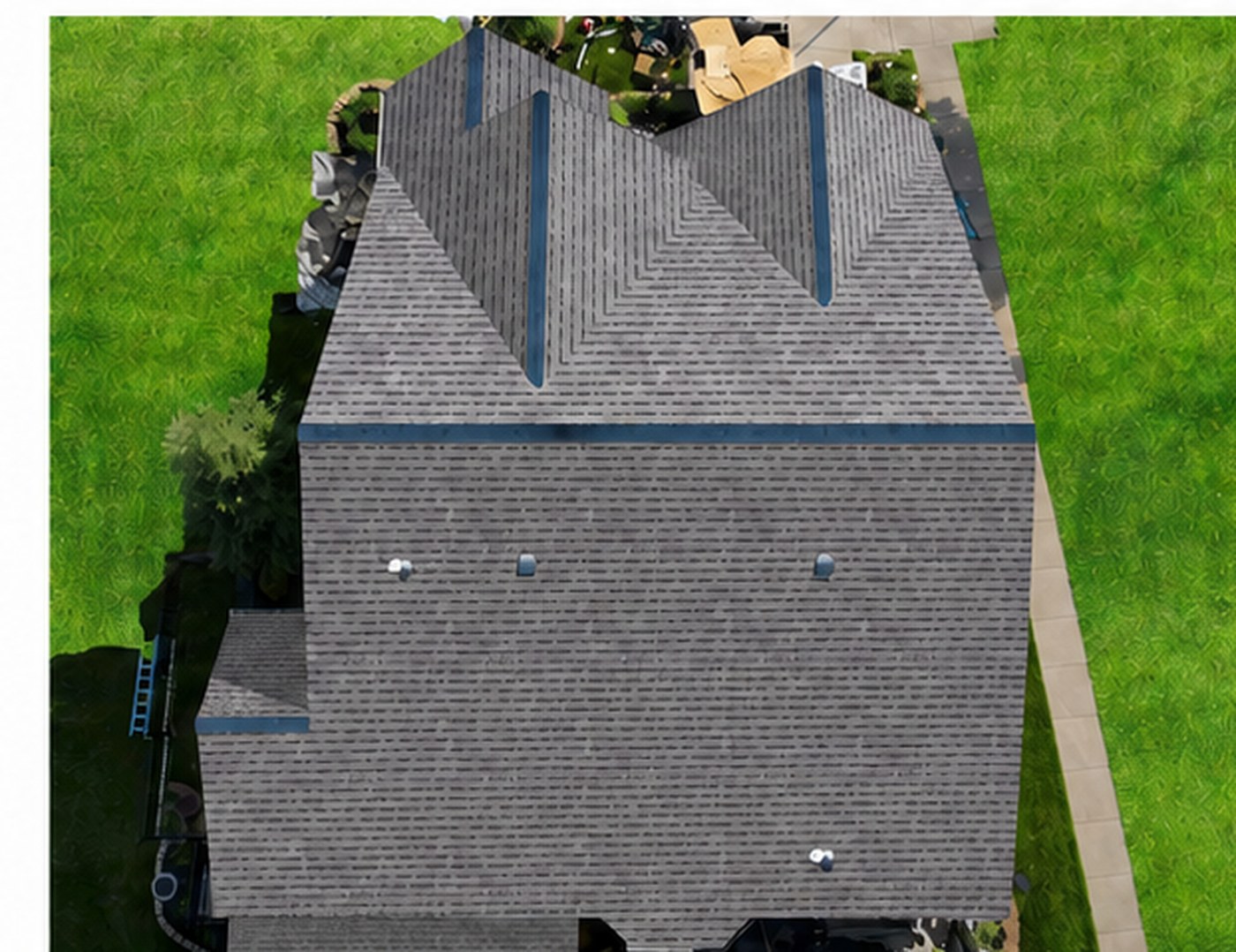 Aerial view of a finished, ventilated roof